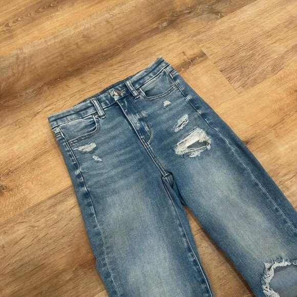 American Eagle Women's 0 Jegging Distressed X-SHORT Stretch HI-Rise Denim Jeans - Picture 7 of 7